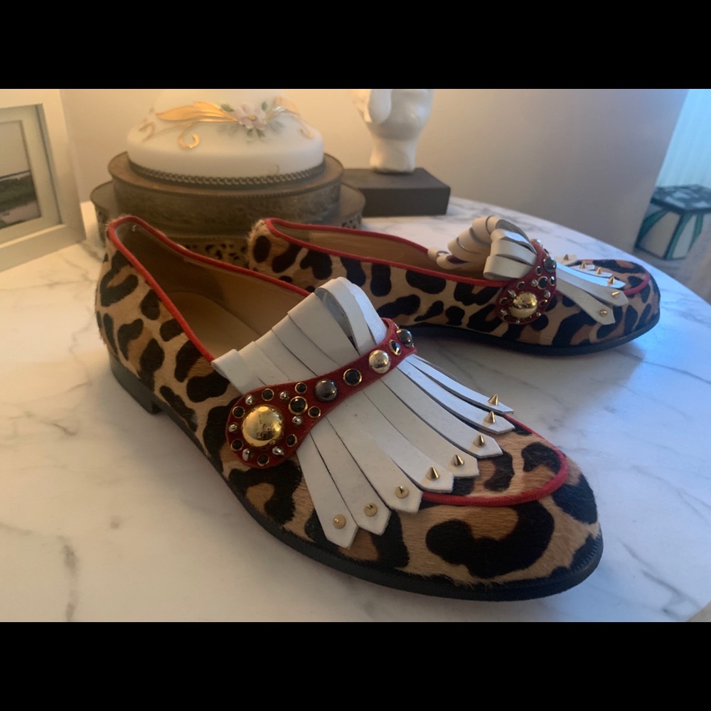 Christian Louboutin Cheetah Studded Loafers